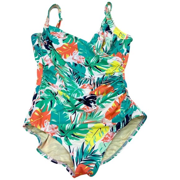 Miraclesuit Womens Tropical Print One-Piece Swimsuit Size 14 Polyester & Elastan - Picture 1 of 5